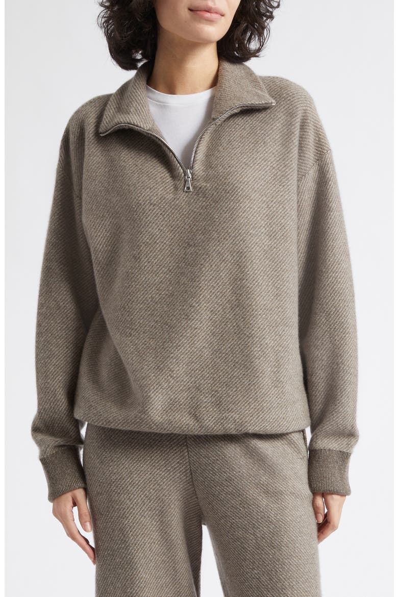 Reel Cashmere Quarter Zip Sweater, Main, color, HEATHER/ PEBBLE