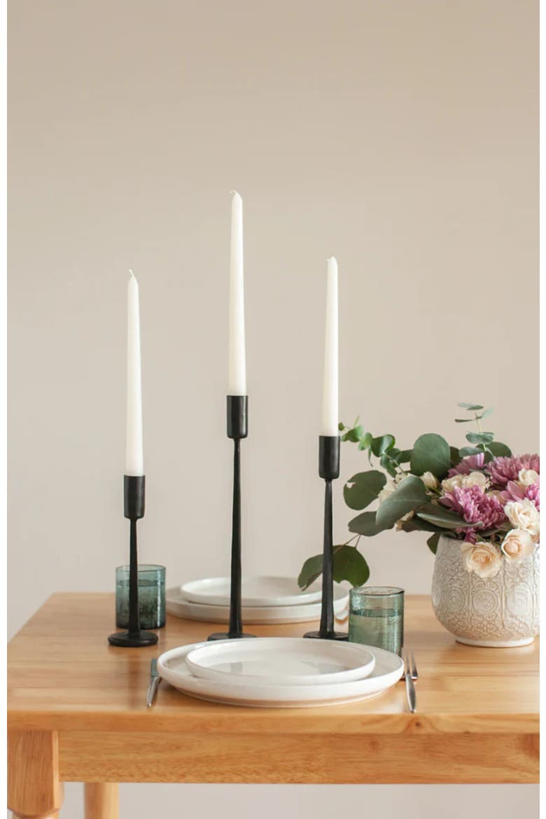 Dante Hand-Forged Iron Candle Stands - Set of 3, Alternate, color, Black