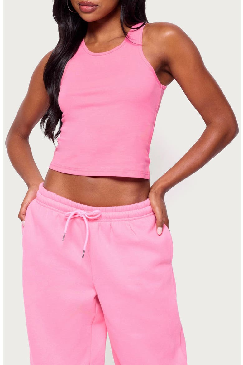 Francie Crop Stretch Cotton Rib Tank, Main, color, PINK