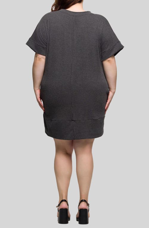 24seven Comfort Apparel Plus Size V-neck Loose Fit Short Sleeve Pocket T Shirt Dress In Black