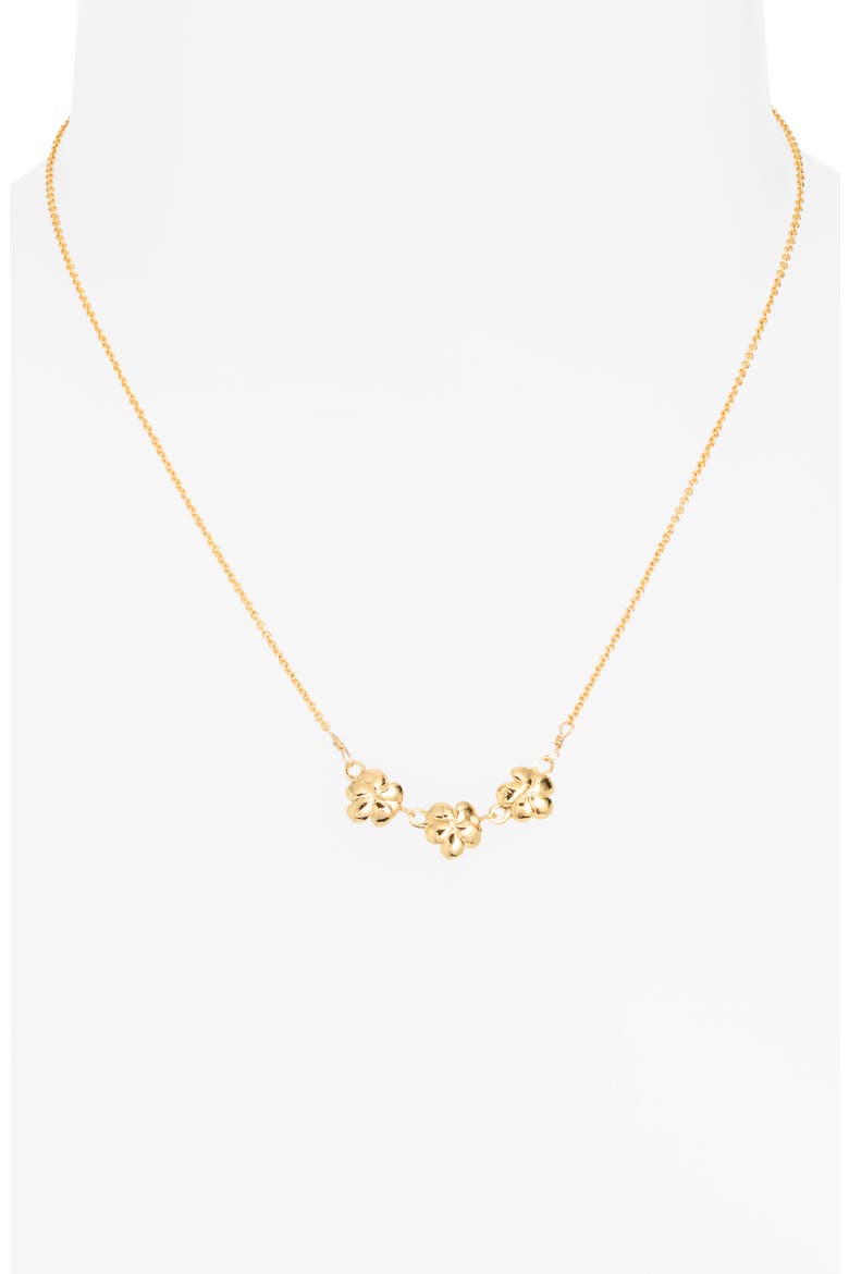 Melia Trio Flower Necklace, Alternate, color, GOLD