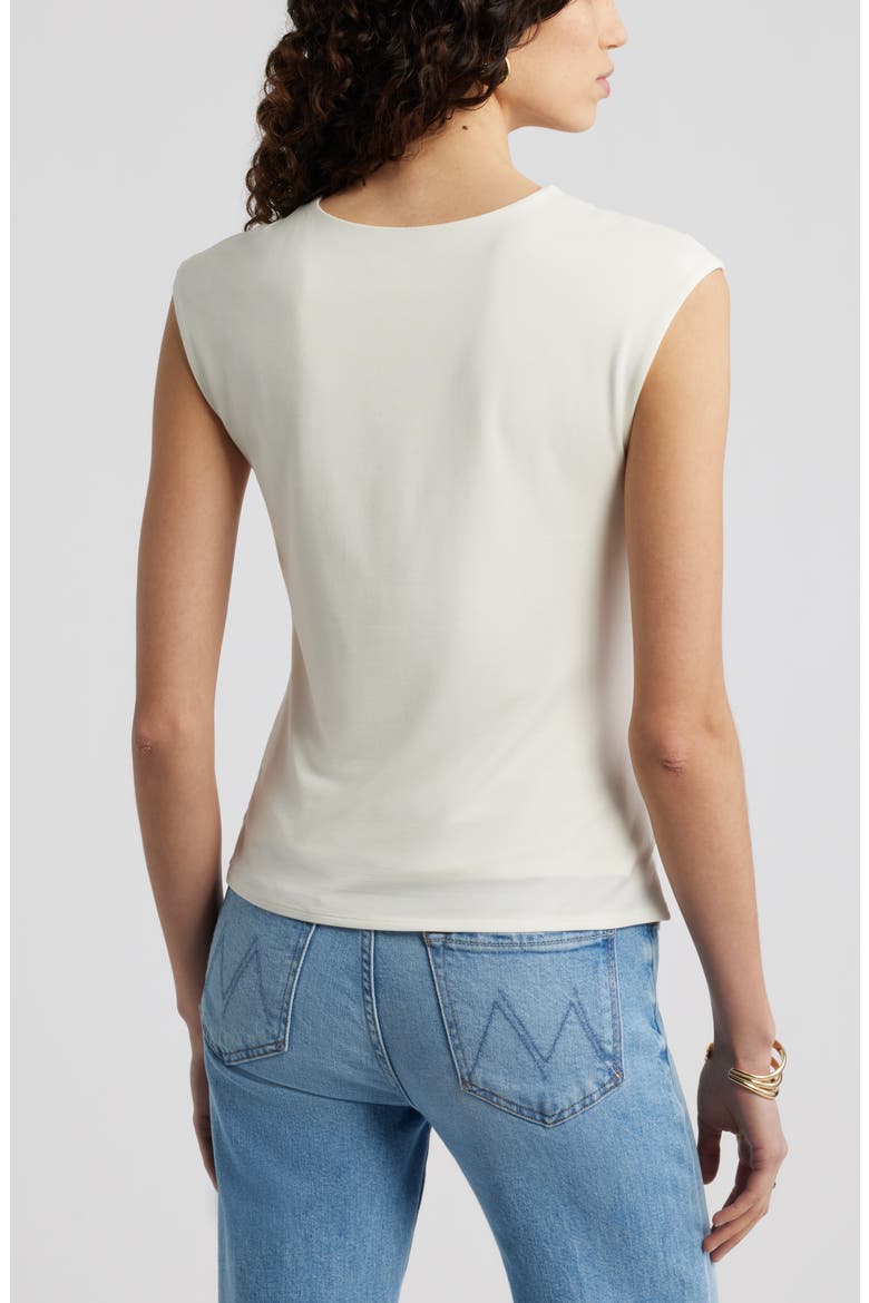 Twist Front Cap Sleeve T-Shirt, Alternate, color, IVORY TOFU