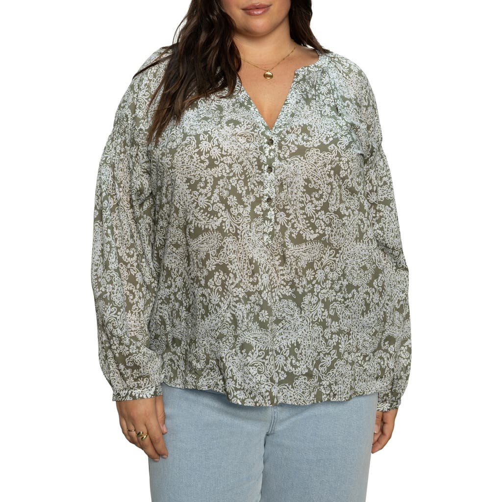 Sanctuary Sunday's Best Floral Print Top In Green