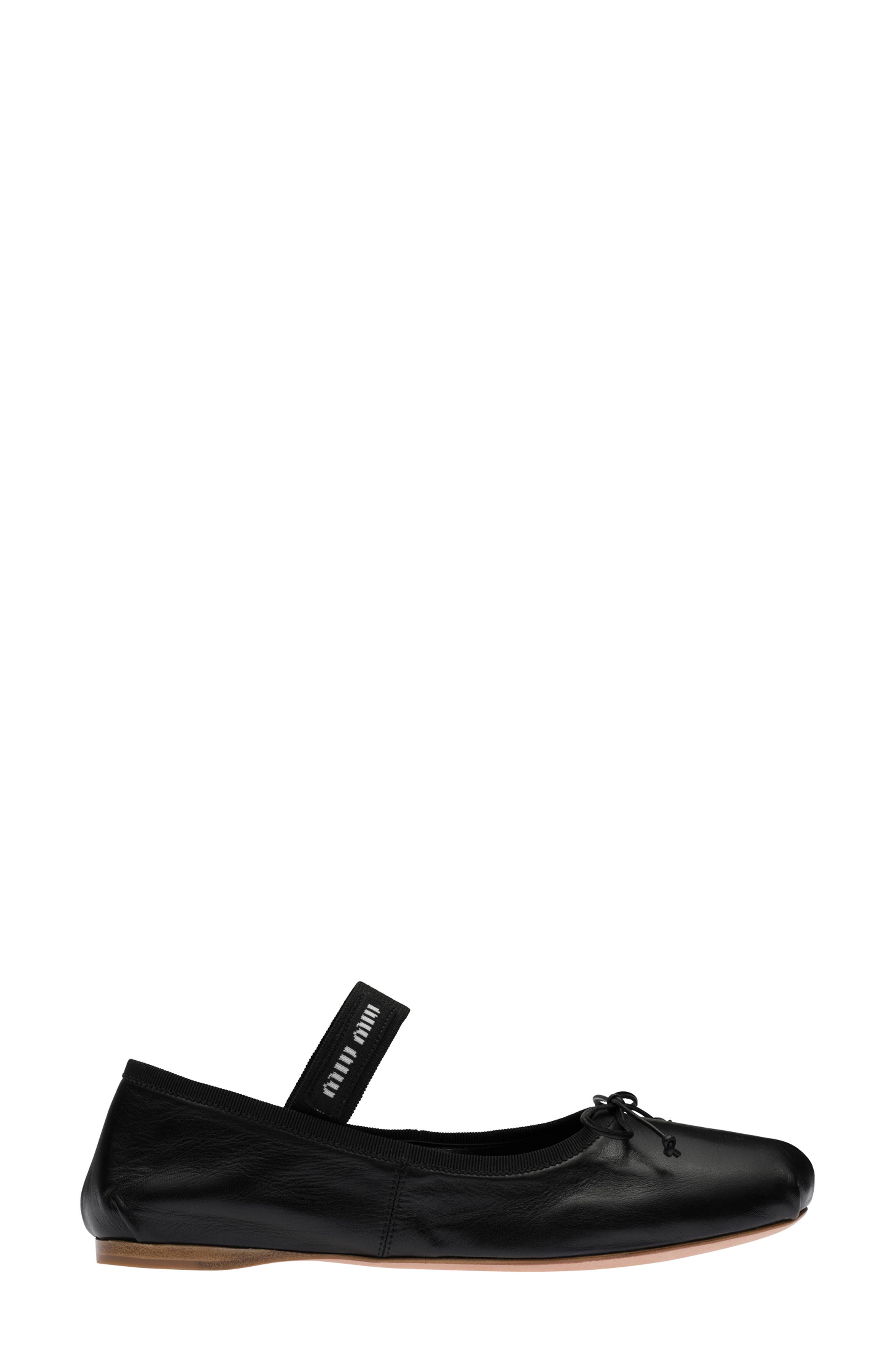 Miu Miu Logo Band Ballet Flat, Alternate, color, 