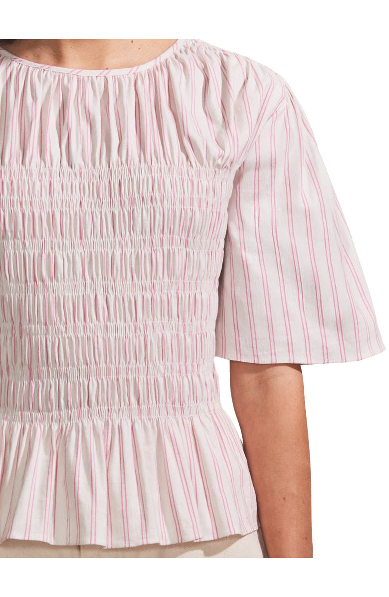Ro&Zo Stripe Shirred Top, Alternate, color, Pink