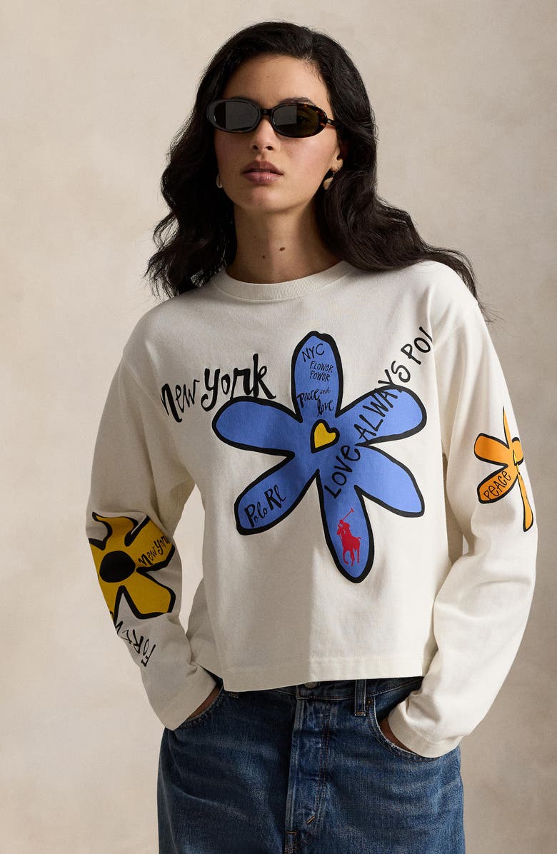 Polo Ralph Lauren Floral Long Sleeve Graphic T-Shirt, Alternate, color, Nevis