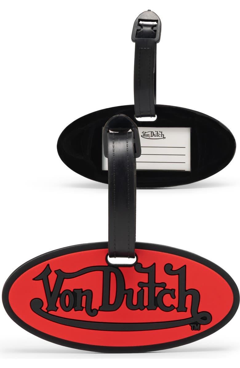 Von Dutch Logo Patch 2-Piece Suitcase ID Tag Set with Adjustable Straps, Main, color, Logo Patch