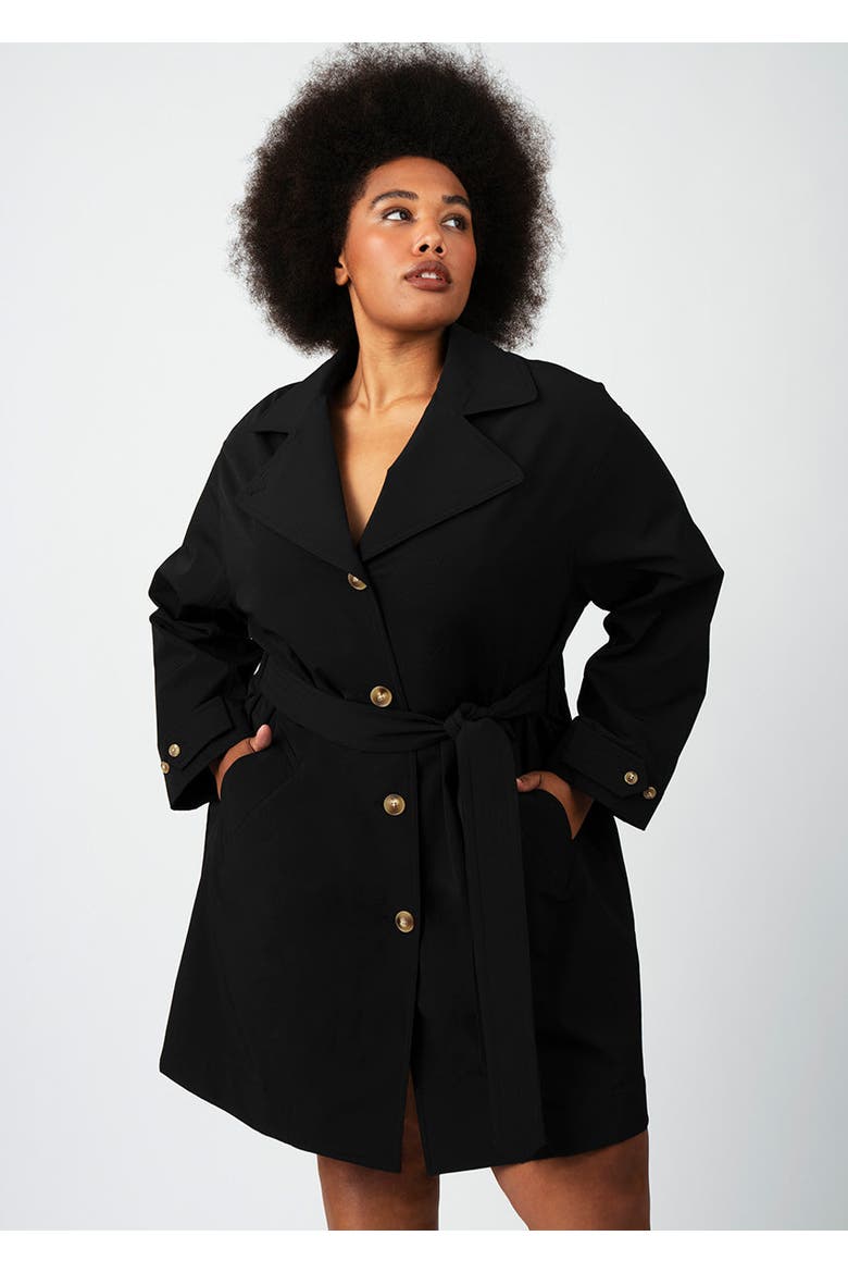 Tech Twill Trench Coat Plus Size, Main, color, Jet Black