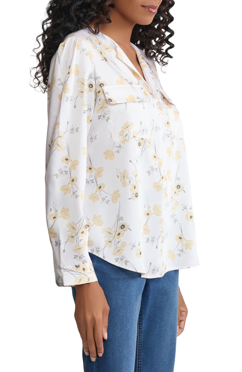 Jones New York Simplified Long Sleeve Utility Top, Alternate, color, White Sand Multi