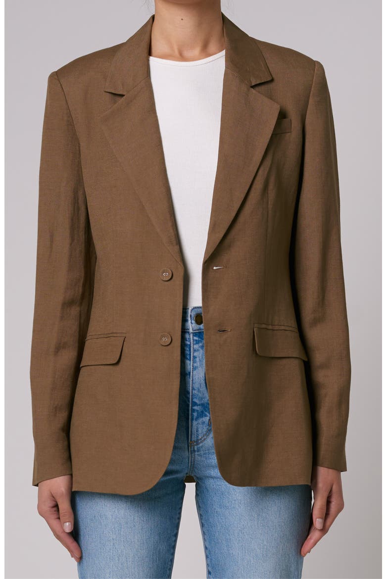 Kail Oversize Linen Blend Blazer, Main, color, TOBACCO