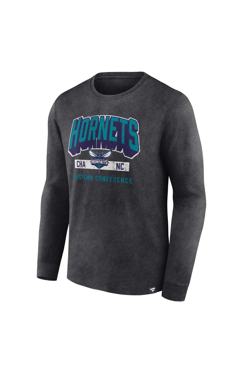FANATICS Men's Fanatics Branded Heather Charcoal Charlotte Hornets Front Court Press Snow Wash Long Sleeve T-Shirt, Alternate, color, Heather Charcoal