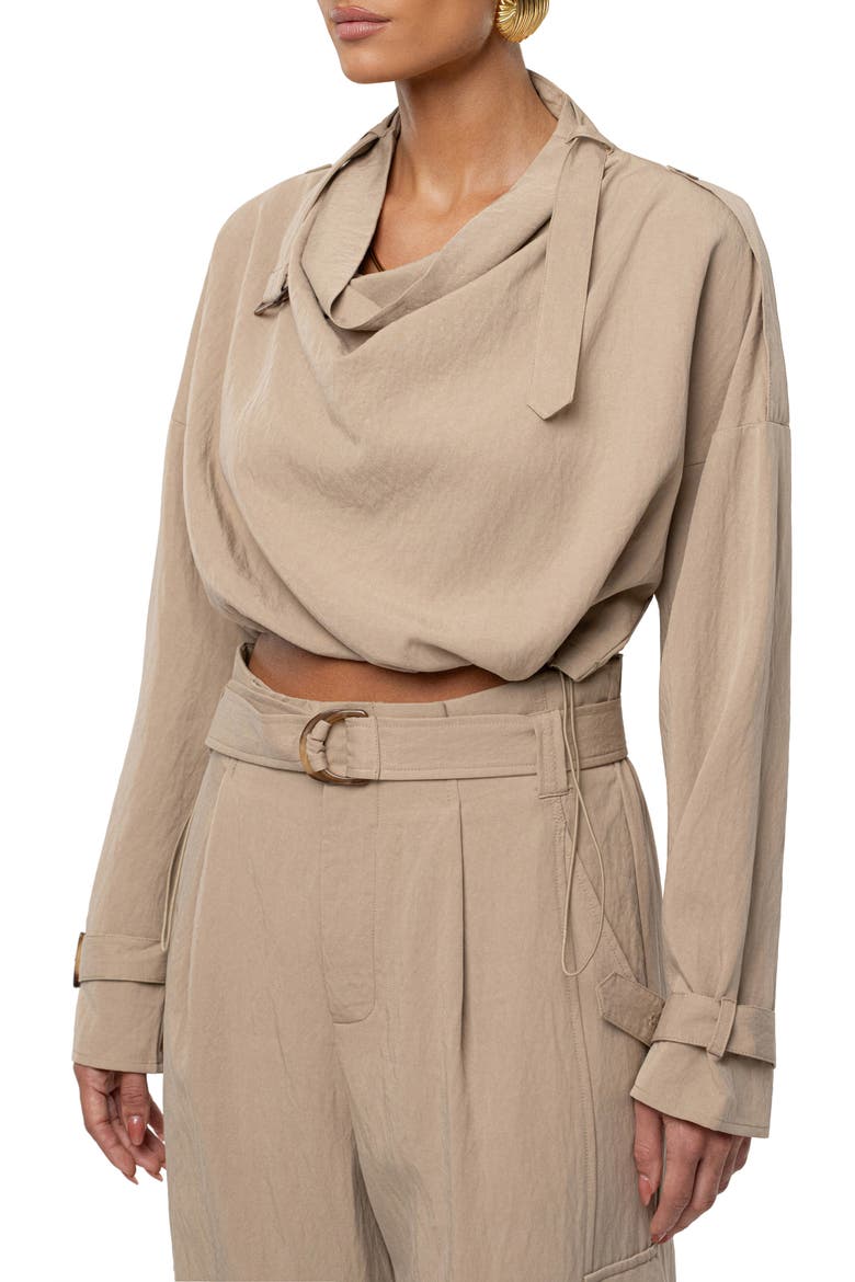 Wanderlust Long Sleeve Crop Top, Alternate, color, BEIGE