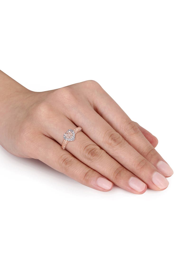 Diamond & Morganite Heart Halo Ring, Alternate, color, Morganite