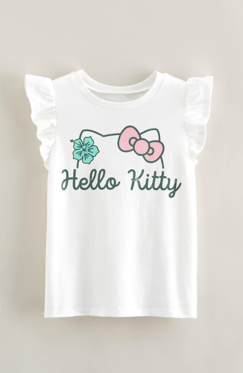 Tucker + Tate Kids' Ruffle Sleeve T-Shirt, Main, color, White- Pink Hello Kitty