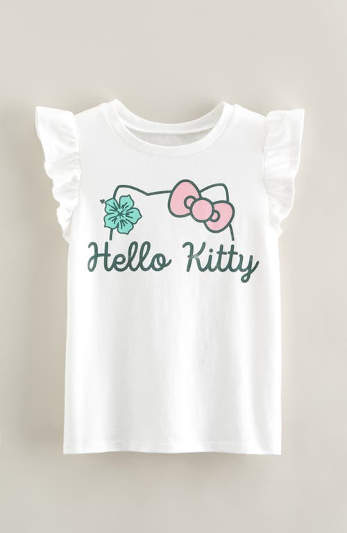 Tucker + Tate Kids' Ruffle Sleeve T-shirt In White- Pink Hello Kitty