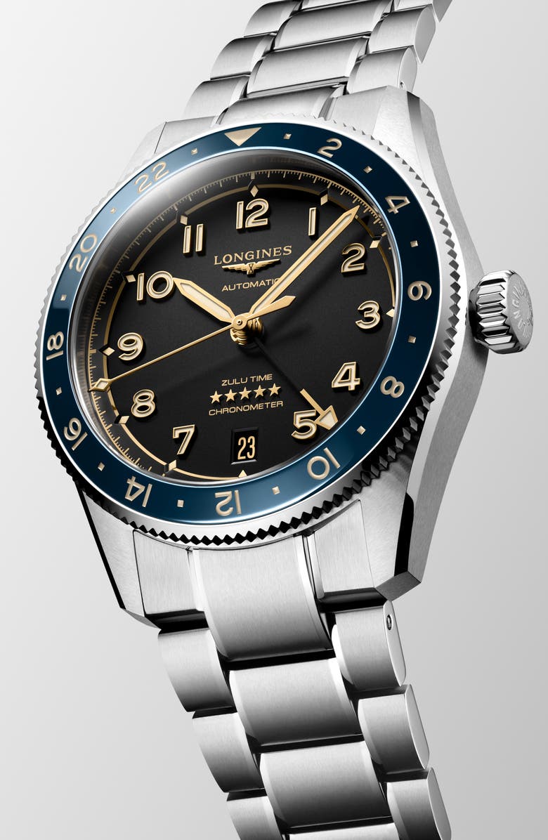 Longines Spirit Zulu Bracelet Watch, 39mm, Alternate, color, Black