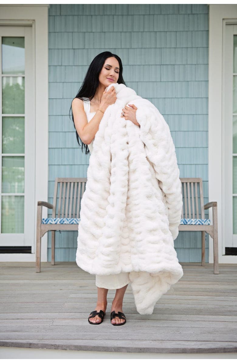 Minky Couture Hugs Cream Blanket, Main, color, Cream