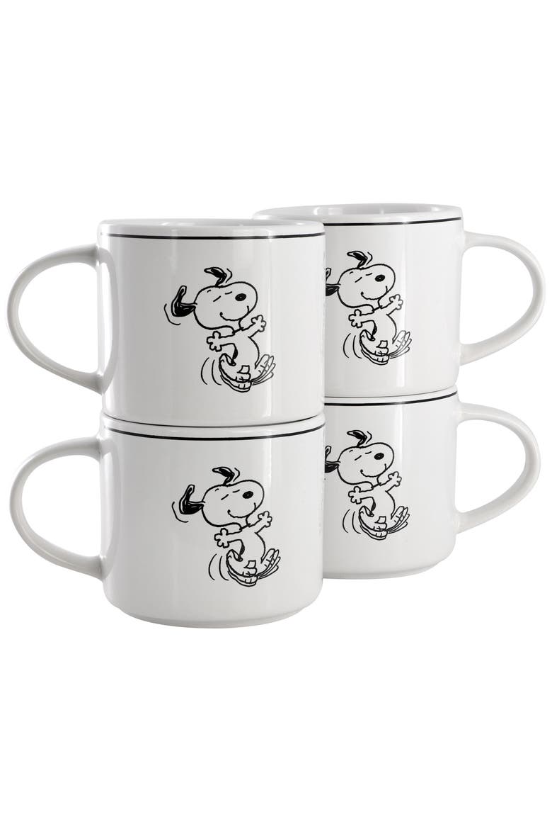 4 Piece 16 Ounce Stoneware Mug Set in White, Main, color, White