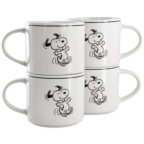 4 Piece 16 Ounce Stoneware Mug Set in White