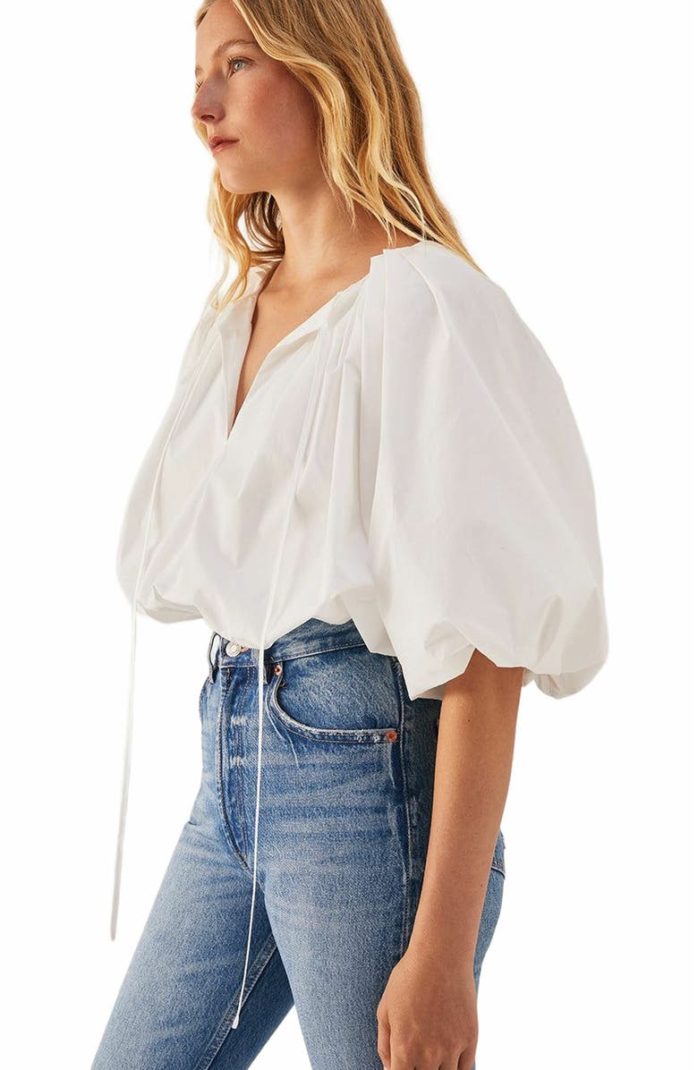 Rebecca Taylor Cotton Bubble Top, Alternate, color, Milk