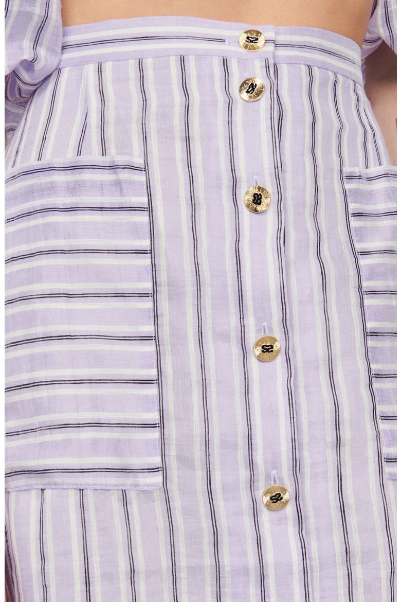 Blondy Stripe Linen Blend Skirt, Alternate, color, LILAS / NOIR