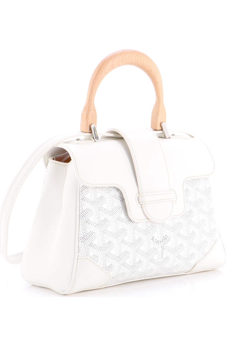 Pre-Owned Goyard Saigon Top Handle Bag Coated Canvas with Leather Mini, Alternate, color, White
