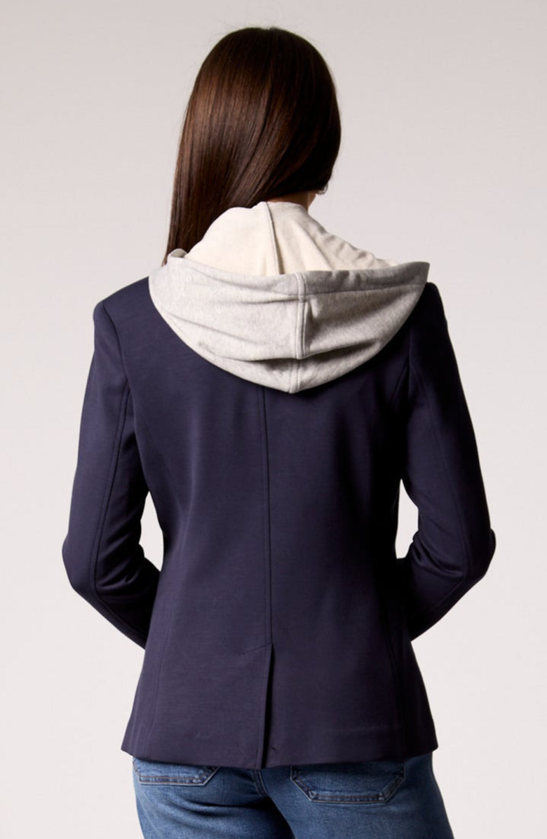 BLUE REVIVAL Helen Double-Breasted Blazer with Removable Hoodie Insert, Alternate, color, Navy