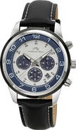 PORSAMO BLEU Arthur Chronograph Leather Strap Watch, 44mm