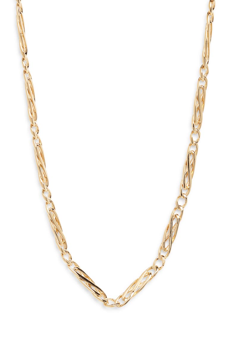 Demi Fine Fancy Figaro Chain Necklace, Main, color, 14K GOLD PLATED