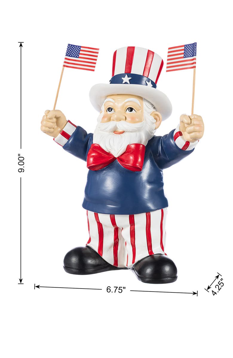 Glitzhome Patriotic Americana Polyresin Santa holding flags Table Decor, Alternate, color, Blue