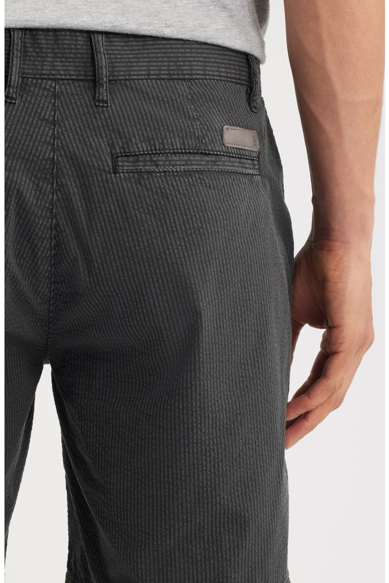 Wanderer Slim Fit Flat Front Stretch Seersucker Shorts, Alternate, color, SULFUR DARK COAL