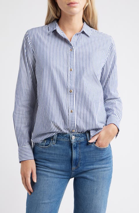 Bentley Stripe Long Sleeve Cotton Button-Up Shirt