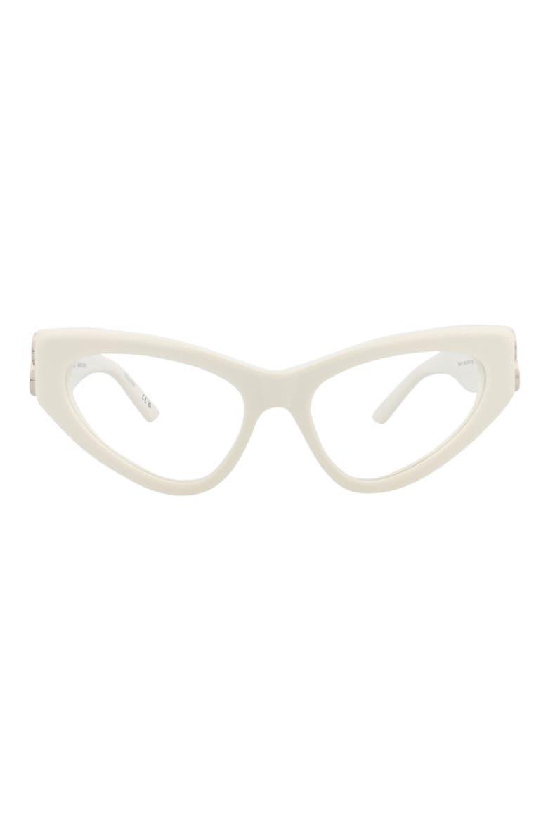 54mm Cat Eye Optical Glasses, Main, color, WHITE WHITE TRANSPARENT