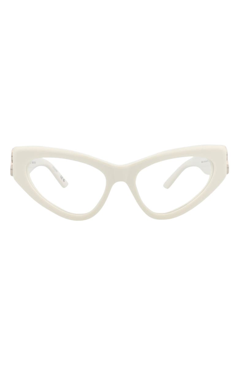 Balenciaga 54mm Cat Eye Optical Glasses, Main, color, White White Transparent