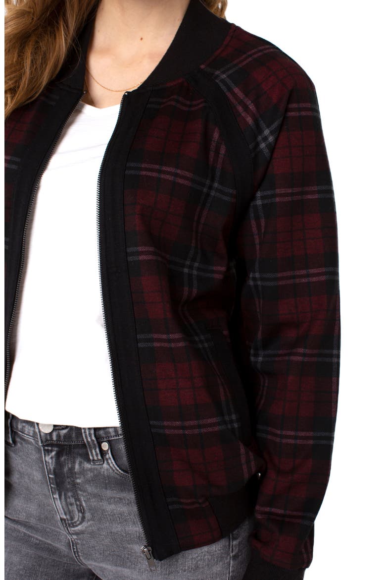 Liverpool Tartan Plaid Bomber Jacket, Alternate, color, RED/ BLK TARTAN