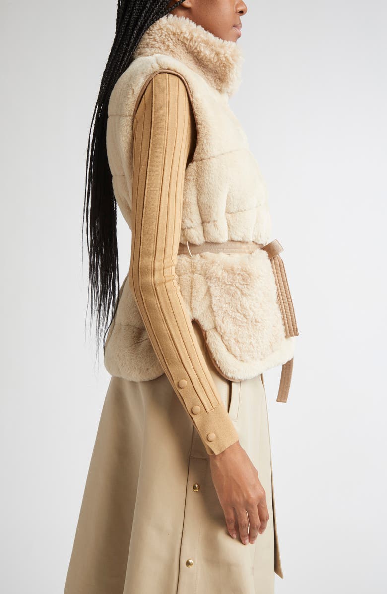 Moncler Joui Faux Fur Down Vest, Alternate, color, Alabaster