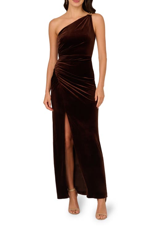 One-Shoulder Velvet Column Gown