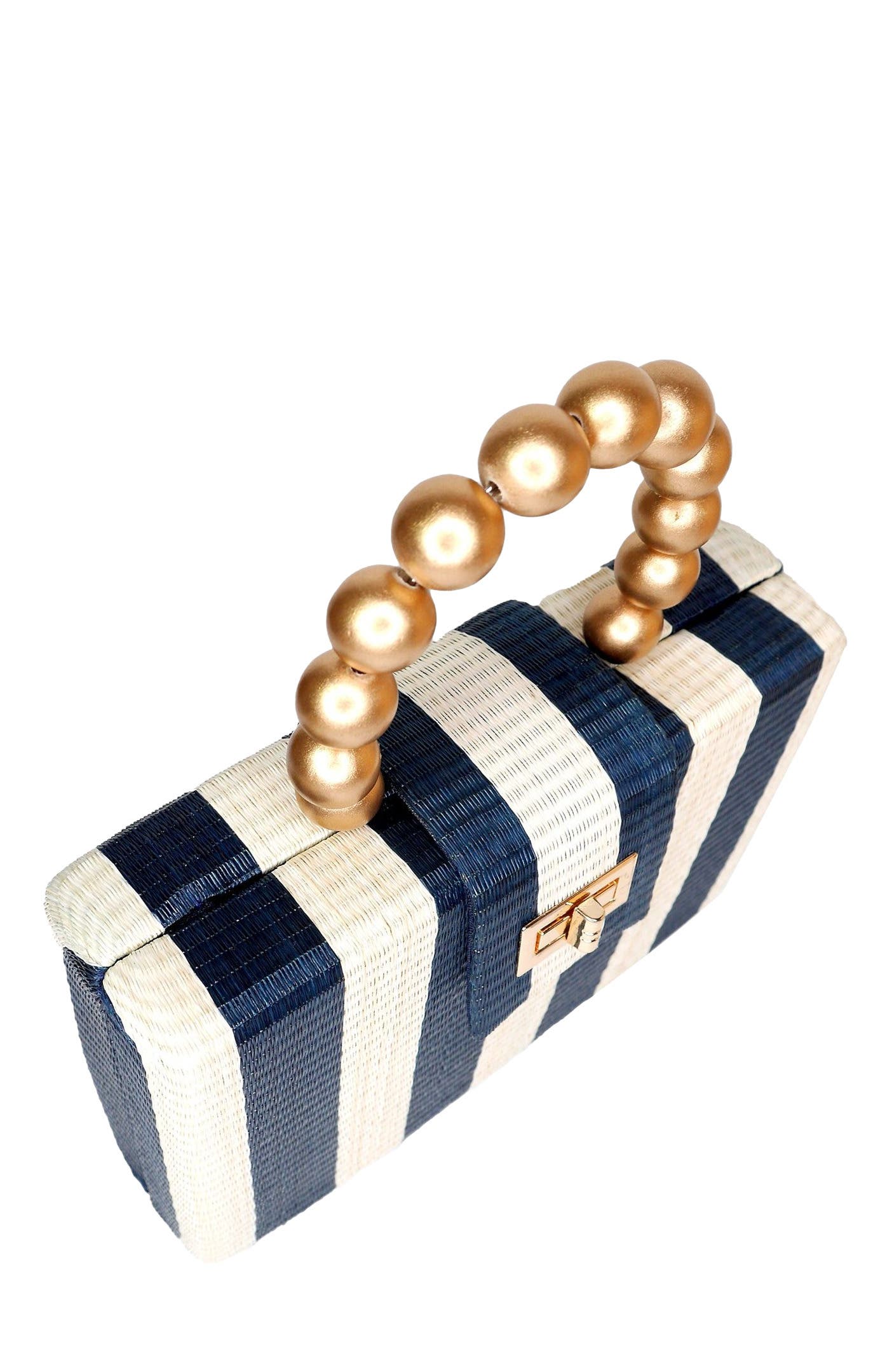Soli 
Sun THE LOUISA Woven Straw Clutch Bag, Alternate, color, Blue 
Cream Stripe