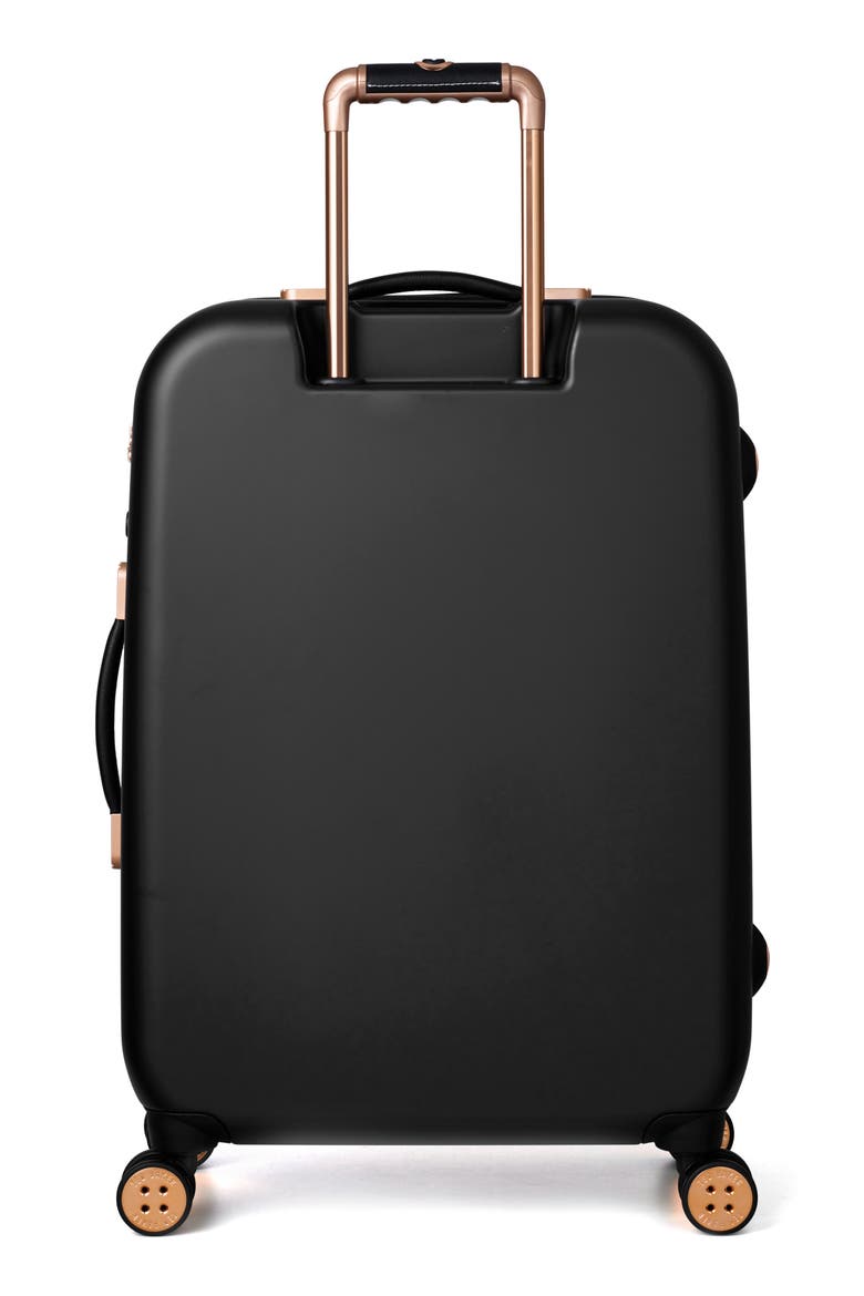 Medium Beau Bow Embossed Four-Wheel 27-Inch Trolley Suitcase, Alternate, color, BLACK