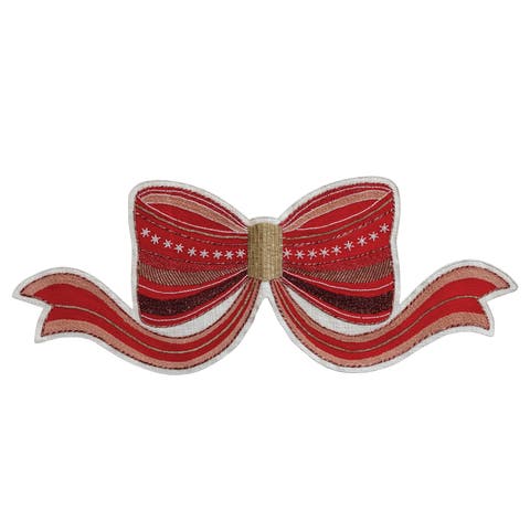 Embroidered Cotton Bow Table Runner with Glass Bead Detailing