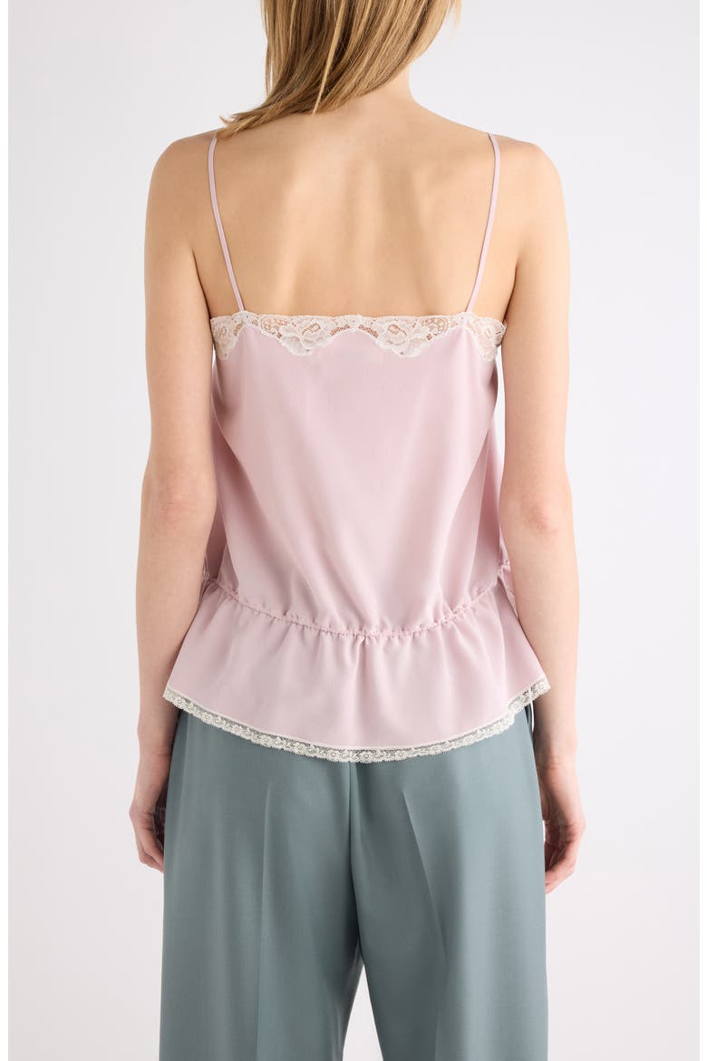 Drawstring Silk Crêpe de Chine & Lace Camisole, Alternate, color, SHADOW LILAC