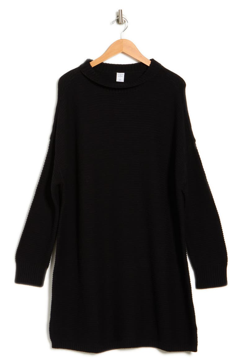 Mock Neck Mini Sweater Dress, Alternate, color, BLACK
