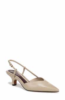 Vince Levvy Slingback Pointed Toe Kitten Heel Pump