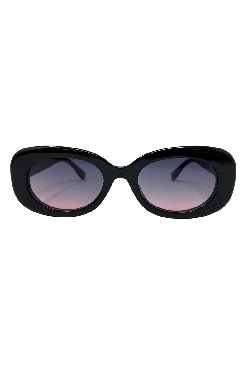 Oval Retro Sunglasses with Polarized Lens, Main, color, Black