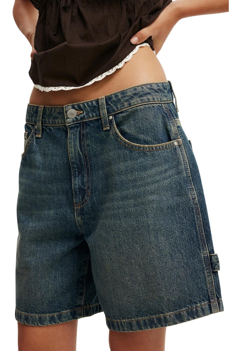 Cotton On Women
s Relaxed Denim Short, Alternate, color, Logans Blue Carpenter