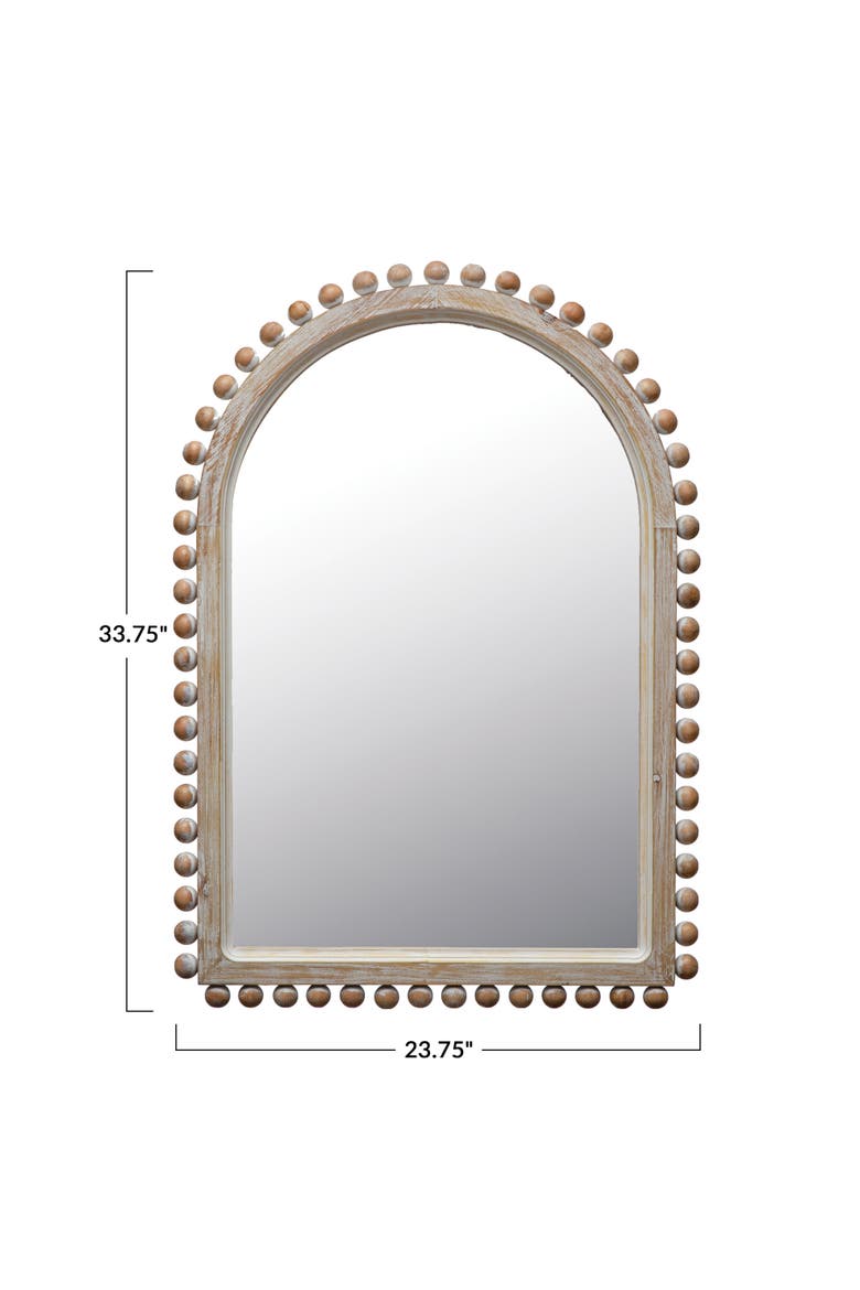 Wood Ball Framed Arched Wall Mirror, Natural, Alternate, color, Natural