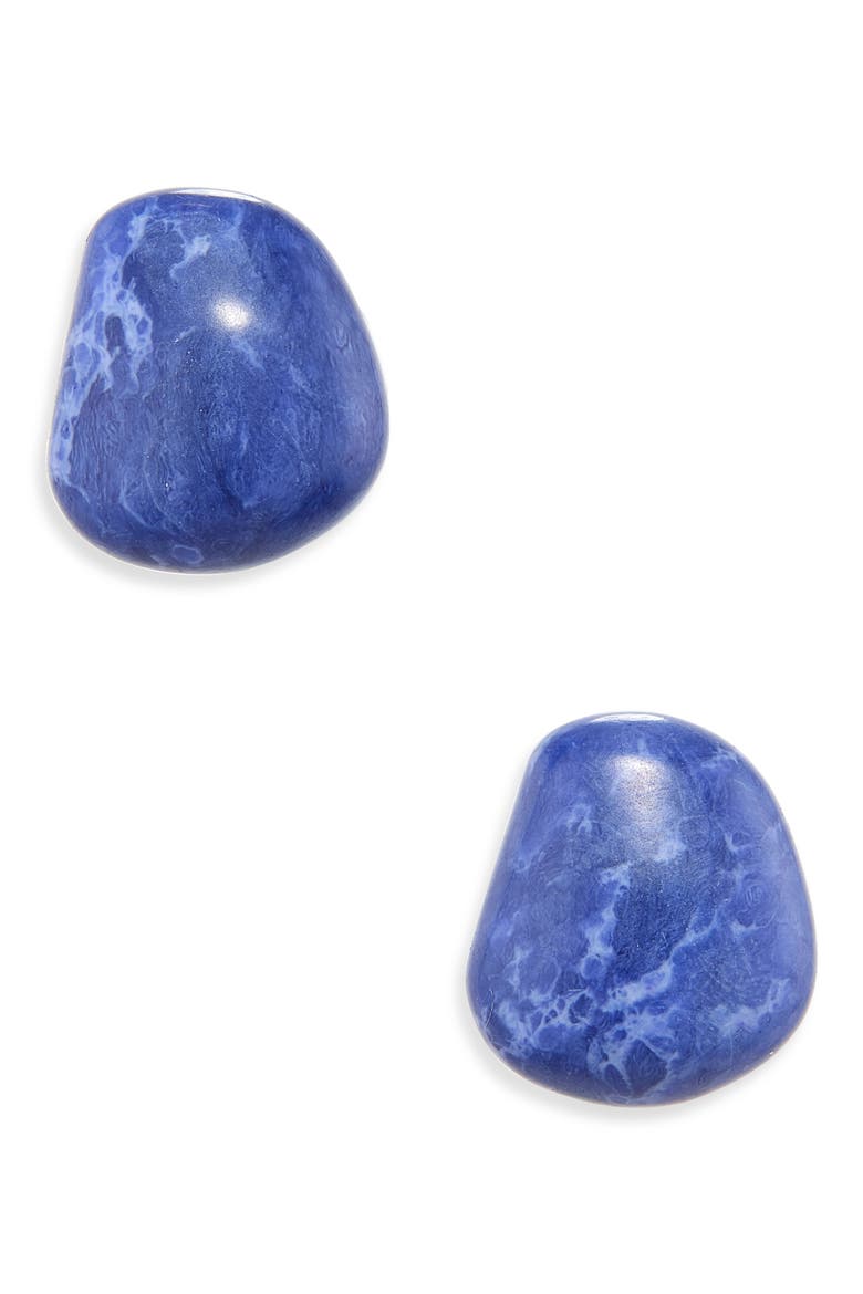 Collector Baroque Stone Stud Earrings, Main, color, INDIGO