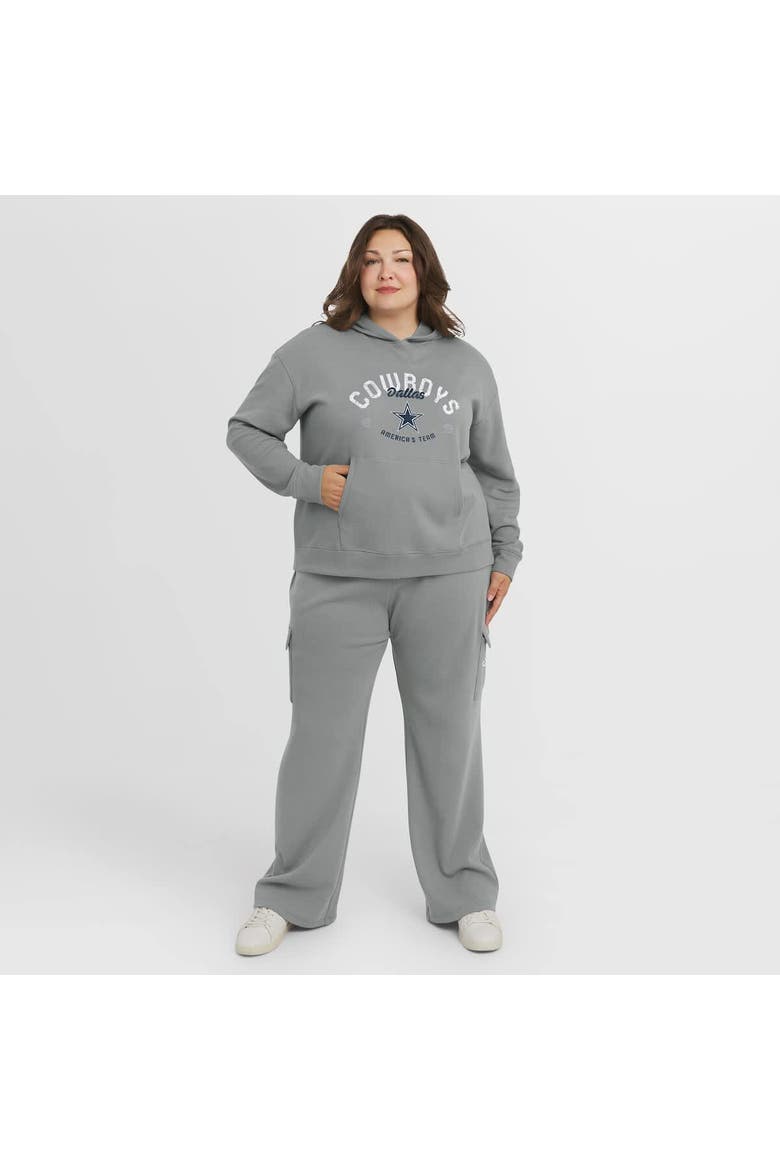 Women's WEAR by Erin Andrews Gray Dallas Cowboys Plus Size Waffle-Knit Long Sleeve Hooded Shirt & Pants Lounge Set, Main, color, Gray
