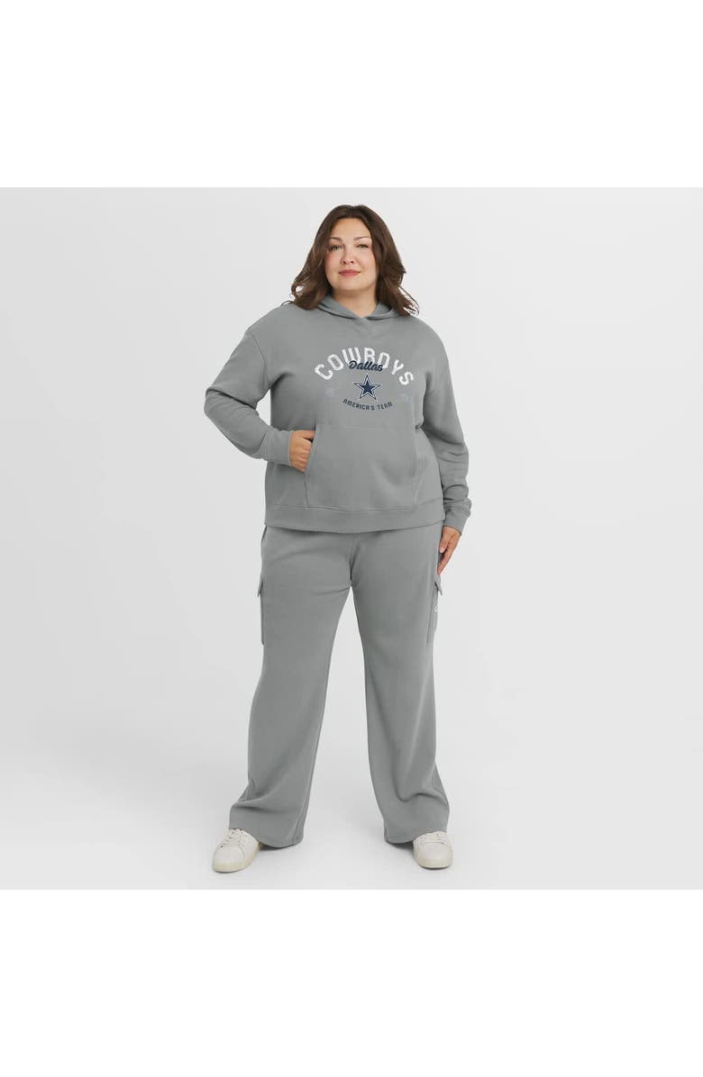 WEAR by Erin Andrews Women's WEAR by Erin Andrews Gray Dallas Cowboys Plus Size Waffle-Knit Long Sleeve Hooded Shirt & Pants Lounge Set, Main, color, Gray