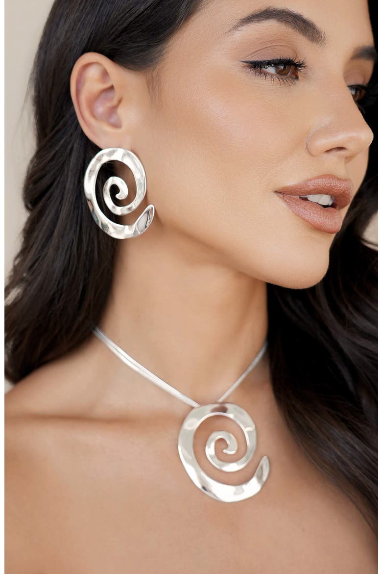 Aura Swirl Pendant Necklace, Alternate, color, SILVER
